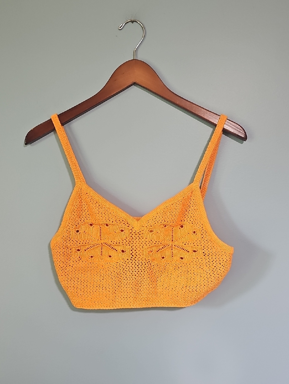 H&M Orange Crochet Top Large